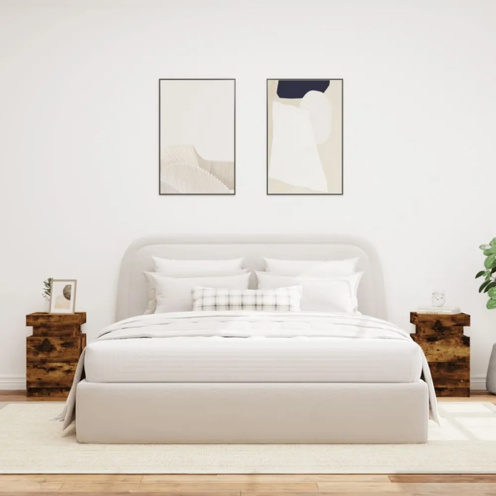 2 db sonoma tölgy színű éjjeliszekrény LED-ekkel 35x39x55 cm