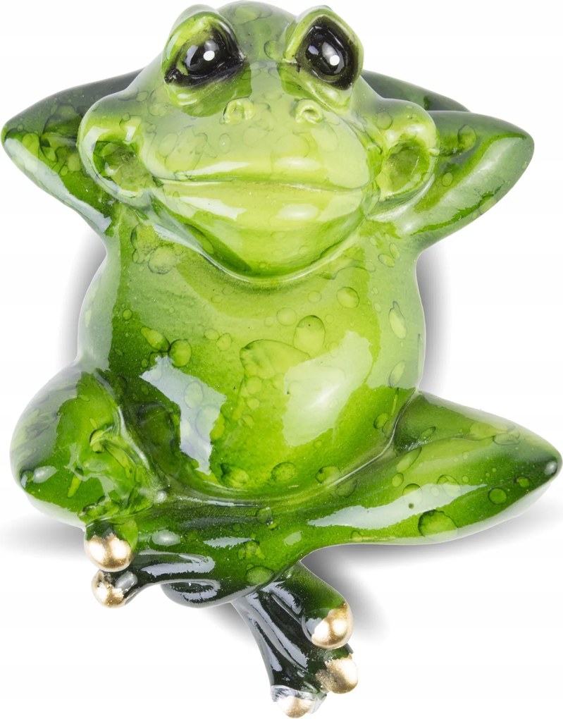 Béka figura fekvő béka pihen relax kezek a fej mögött vicces figura