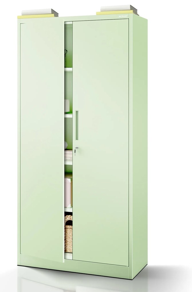 Kétajtós szekrény polcokkal JAN H, 900 x 1950 x 400 mm, Fresh Style: pasztellzöld