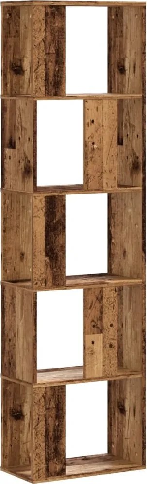 vidaXL 5 szintes antik fa színű fa könyvespolc 45 x 23,5 x 162,5 cm