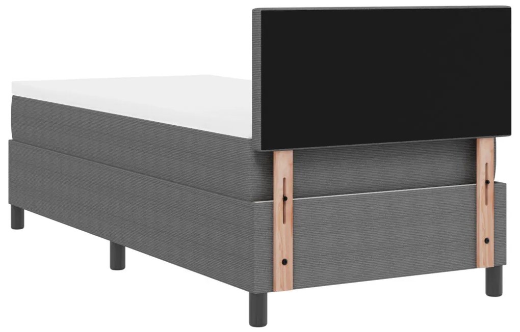 Box Spring Ágy Matraccal & LED Fénnyel Szürke Egyszemélyes Bársonyos Szövet