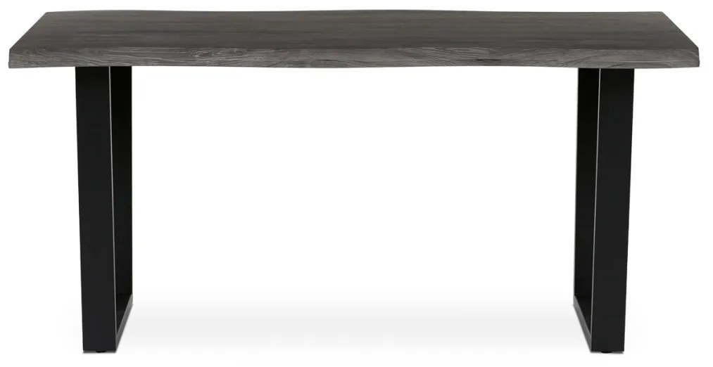 Étkezőasztal, 160x90x75 cm, MDF lap, szürke tölgy dekor, U alakú fém lábak