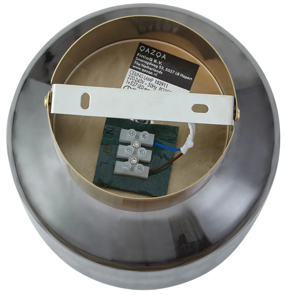 Modern mennyezeti lámpa sárgaréz füstüveggel - Stiklo