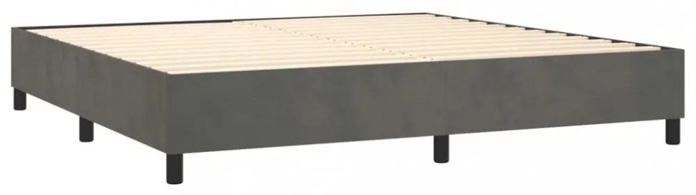 sötétszürke bársony rugós és LED-es ágy matraccal 200x200 cm