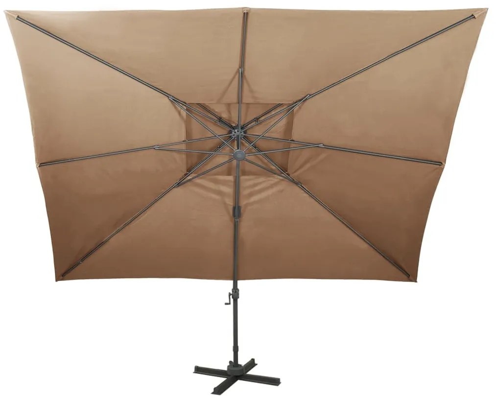 tópszínű dupla tetejű konzolos napernyő 400 x 300 cm