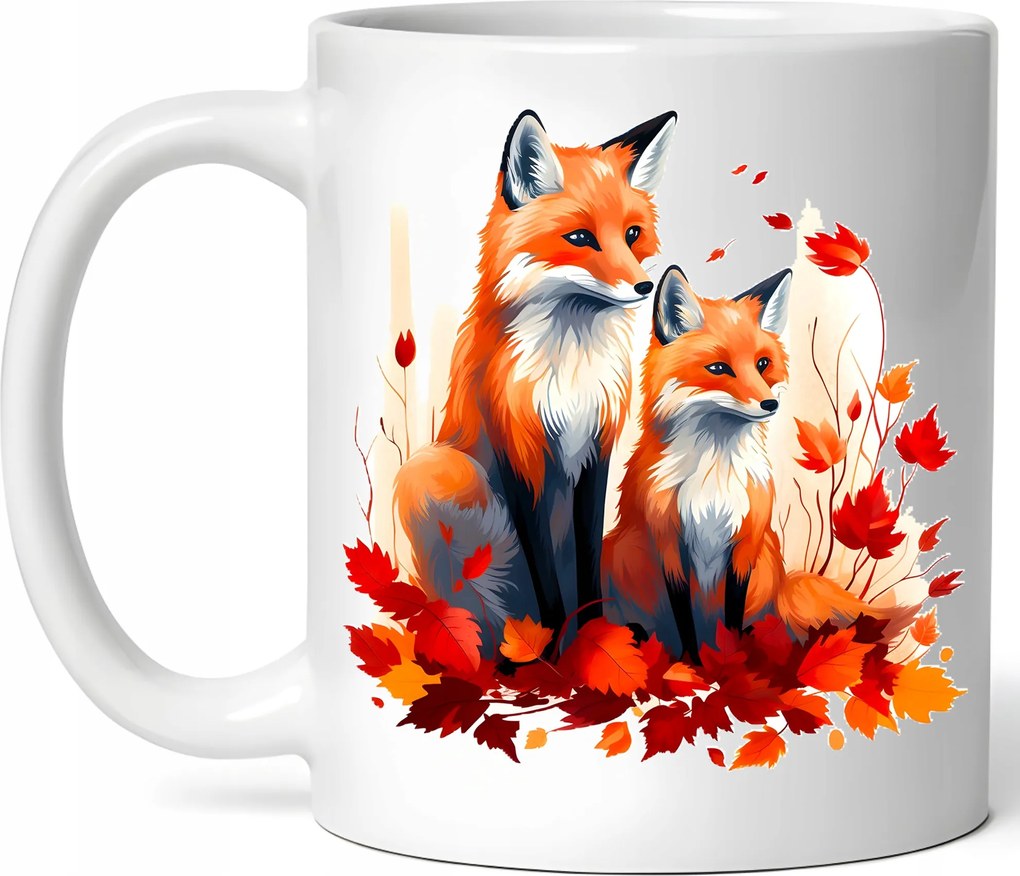 Bögre Édes Róka Pár Őszi Hangulat Kerámia Doboz 330ml