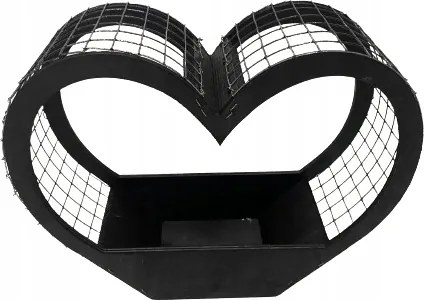 Szív Alakú Ketrec Kosár Fekete, Fa Fedél Magassága 28 CM.