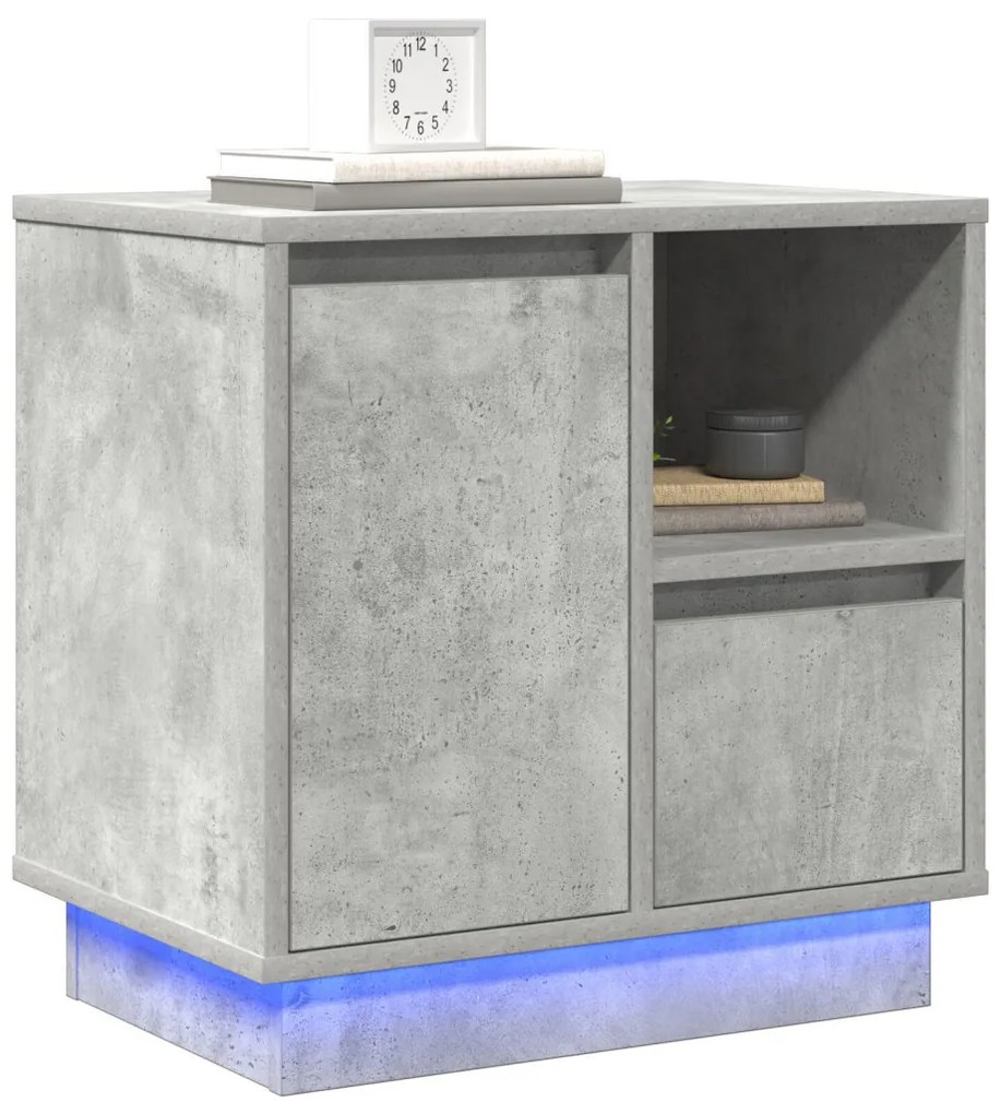 LED világítással ellátott éjjeli szekrények 2 db Beton Szürke 50x34,5x50 cm