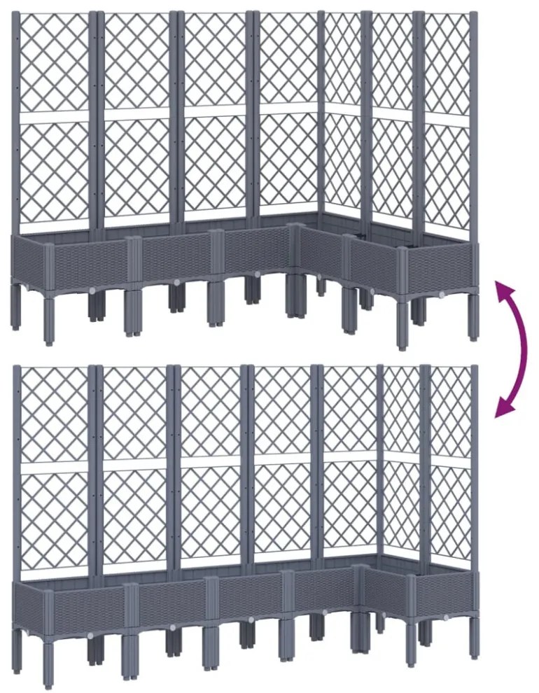kékszürke PP rácsos kerti ültetőláda 160 x 120 x 142 cm