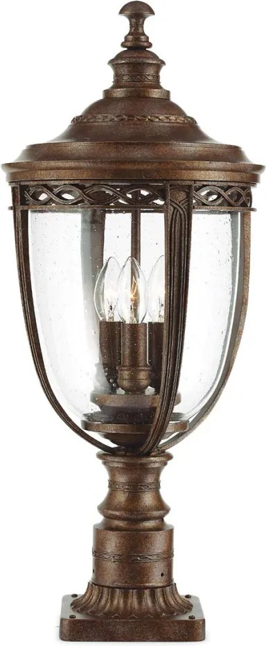 ELSTEAD FE-EB3-L-BRB ENGLISH BRIDLE Klasszikus Kültéri Állólámpa Antik Bronz, Átlátszó E14 IP44