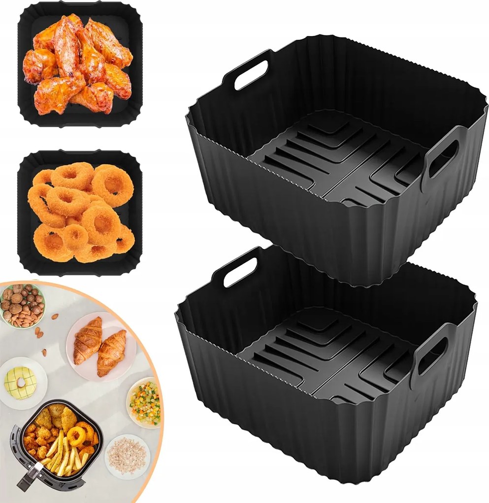 2x Szilikon Utántöltő Zsírmentes Olajsütőhöz Air Fryer Forma 18cm