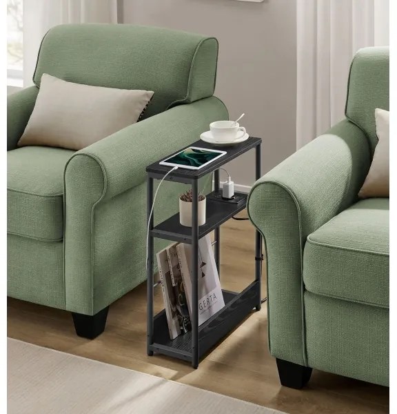 Kisasztal beépített konnektorral és USB-portokkal ROD fekete