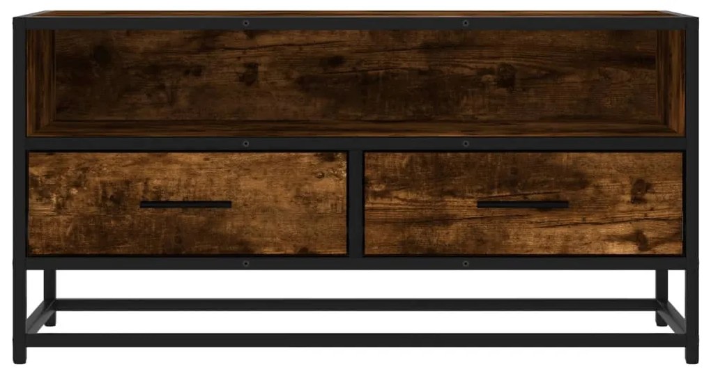 füstös tölgy színű szerelt fa és fém TV-szekrény 80x34,5x40 cm