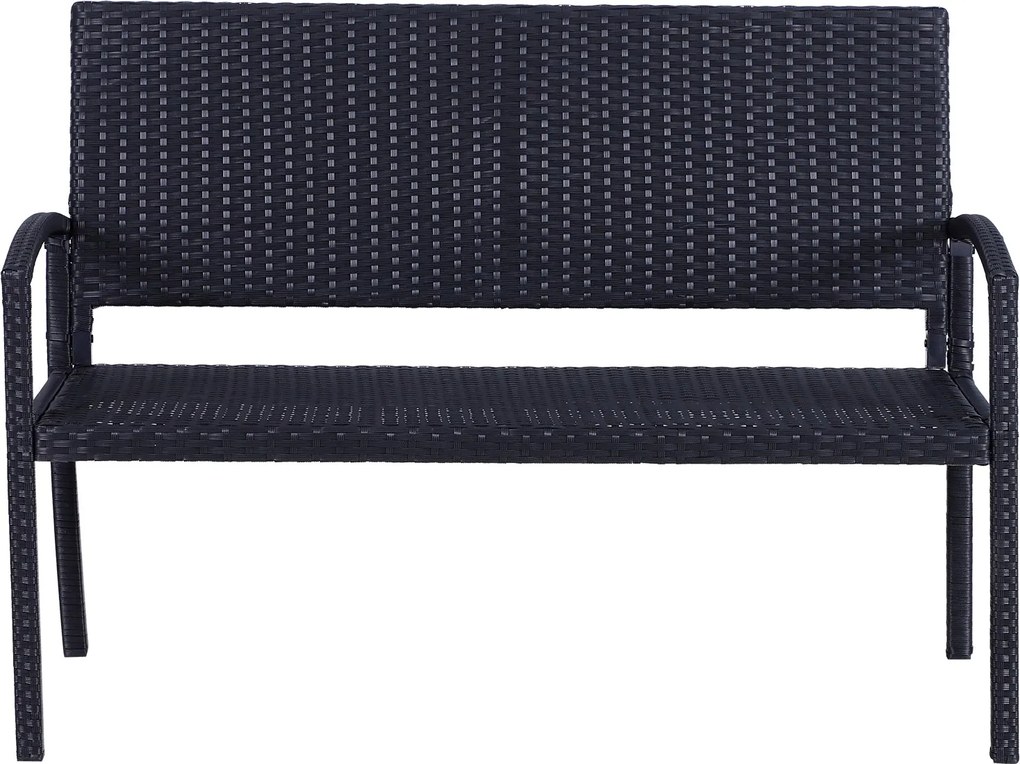 Outsunny Polirattan Kertilu 2-Személyes UV-álló Pad Ergonomikus Karfa és Hátlap Kerti Bútor Parki Pad 240kg Teherbírással Terasz Pad Kerthez, 122x60x8