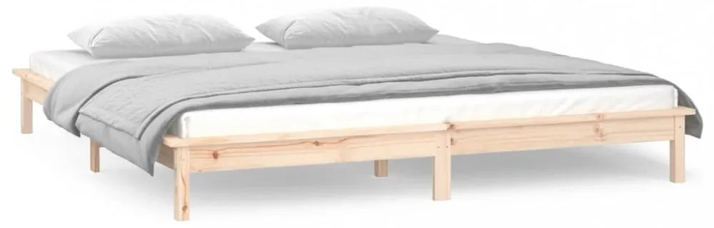 King Size tömör fa LED-es ágykeret 150 x 200 cm