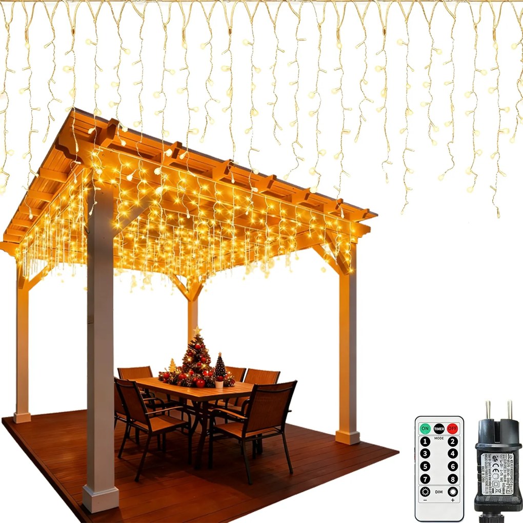 350 Led Függöny Kültéri Lámpa IP65 Flash Fehér Meleg 35m