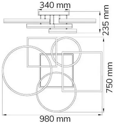Wofi 11981 - LED Dimmelhető felületre szerelhető csillár VAASA LED/80W/230V