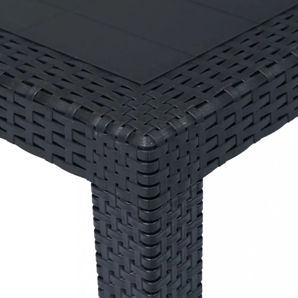 antracit rattan hatású műanyag kerti asztal 220 x 90 x 72 cm
