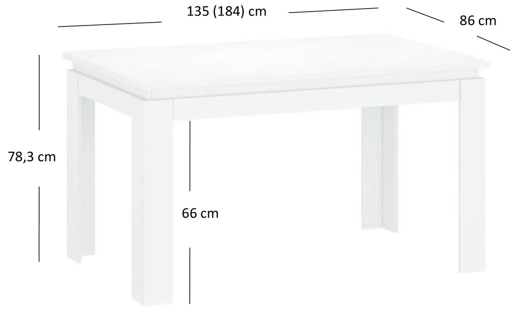 Széthúzható étkezőasztal (4-6 fő részére) Leona (fehér). 1053008