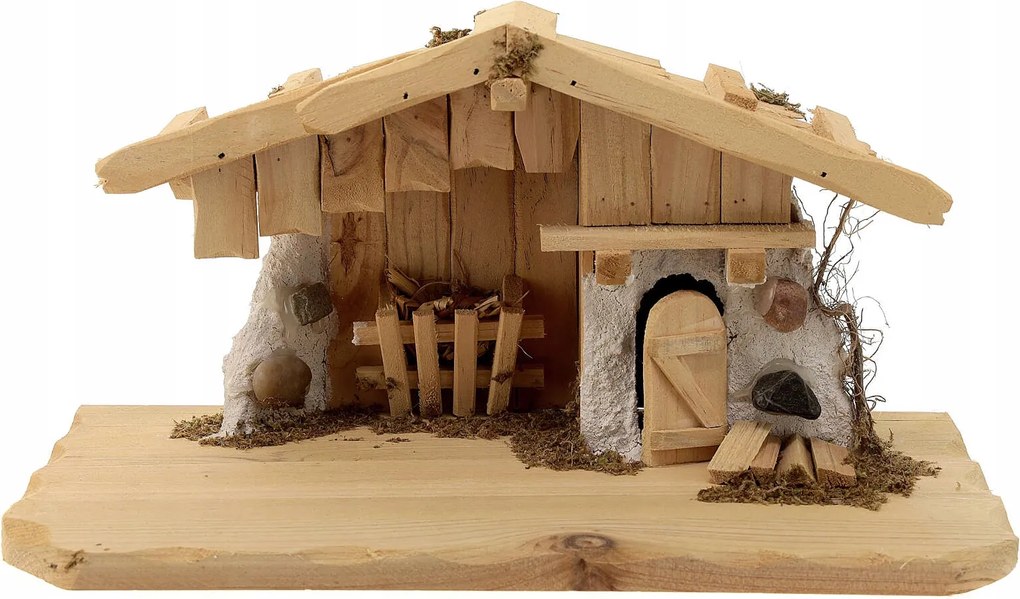 Karácsonyi Betlehem Istálló Dekoráció 30x15x16,5 CM Figurákhoz 6-9 CM