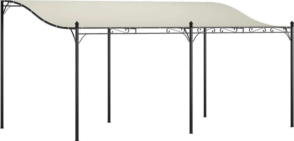 Outsunny Falra Dőlő Pergola Tetővel, Vízzáró Napernyő, Önálló Kert Pavilon Terasz Kerti Napernyő kb. 3x5x2.5 m Krémfehér | Aosom