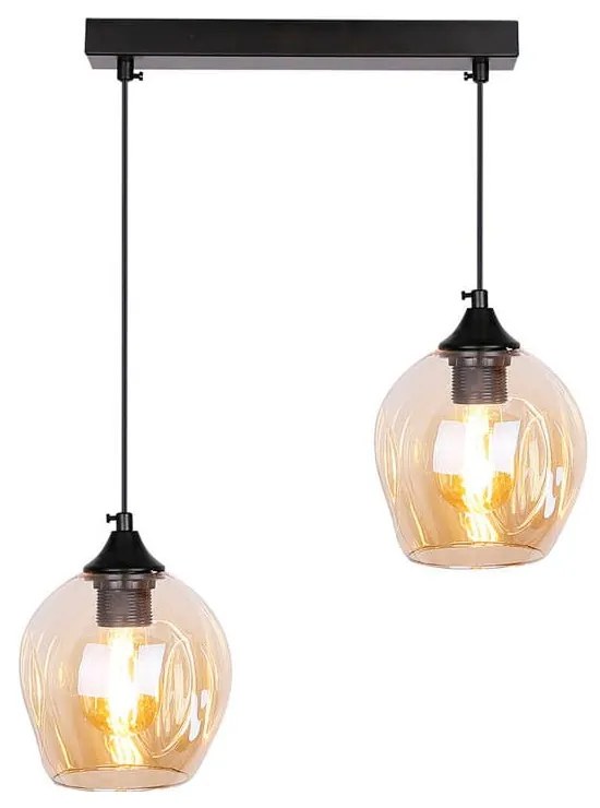 Fekete függőlámpa üveg búrával 14x48 cm Aspa – Candellux Lighting