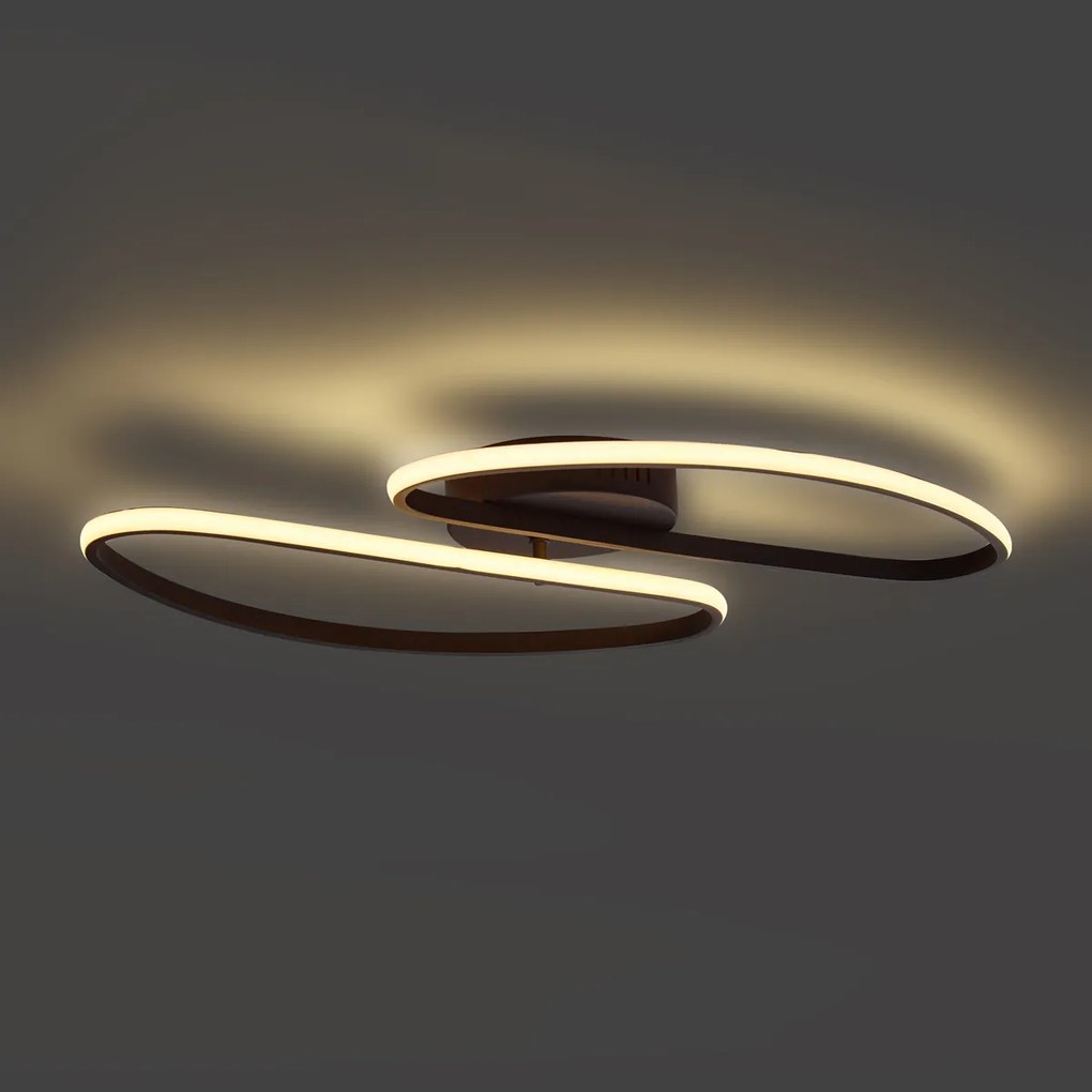 Design mennyezeti lámpa matt fekete 65 cm 3 lépésben dimmelhető 2-lámpás - Pepe