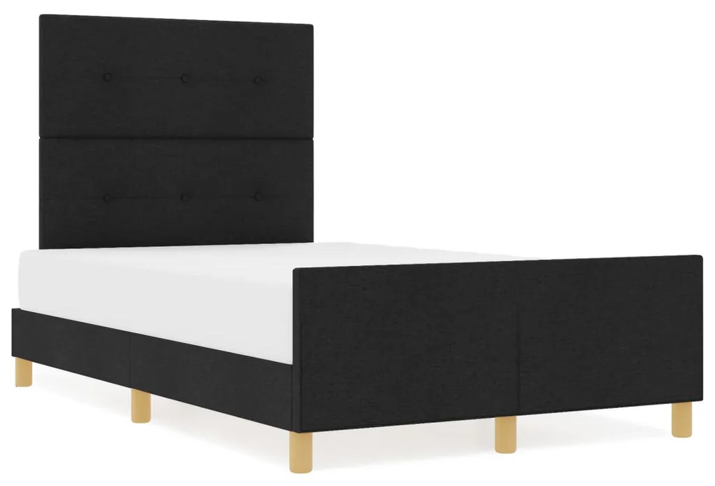 vidaXL Ágykeret fejtámlával Fekete 120 x 200 cm szövet