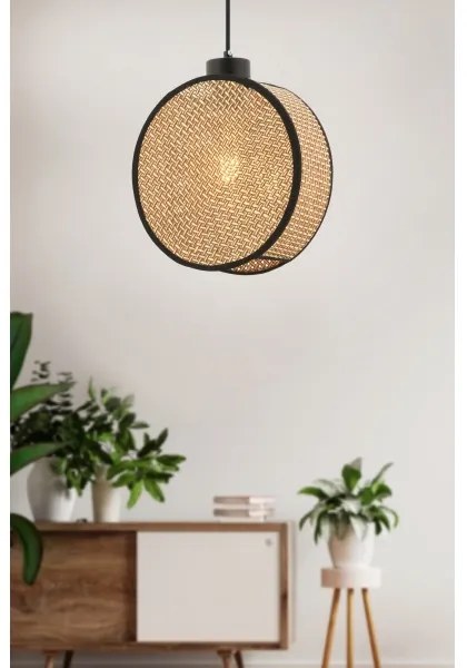 Kábeles csillár DRUM 1xE27/60W/230V barna/fekete