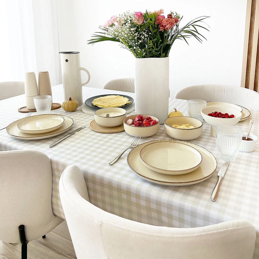 Goldea teflonos asztalterítő - bézs kockás 100 x 100 cm