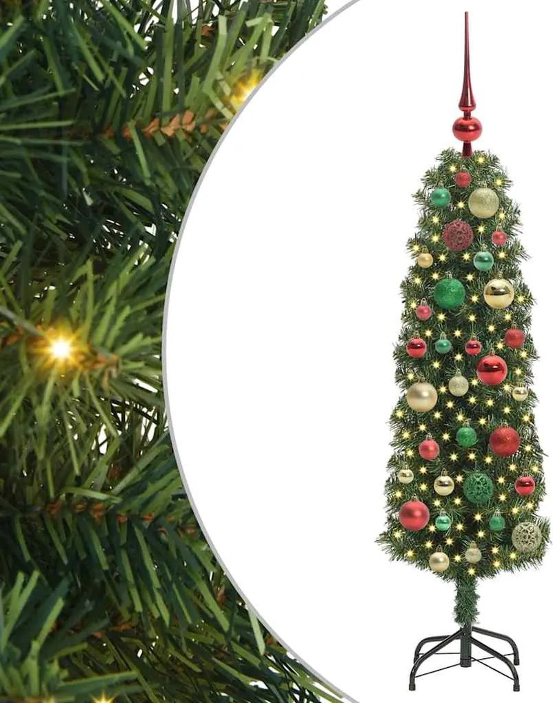 vidaXL Mű karácsonyfa 150 LED-del Zöld 120 cm PVC, acél és műanyag