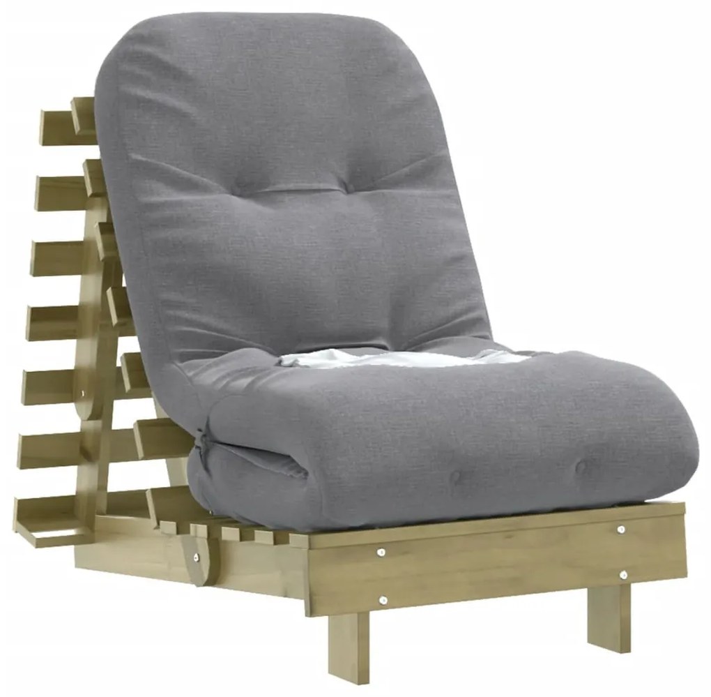 tömör impregnált fenyőfa futon kanapéágy matraccal 60x206x11 cm