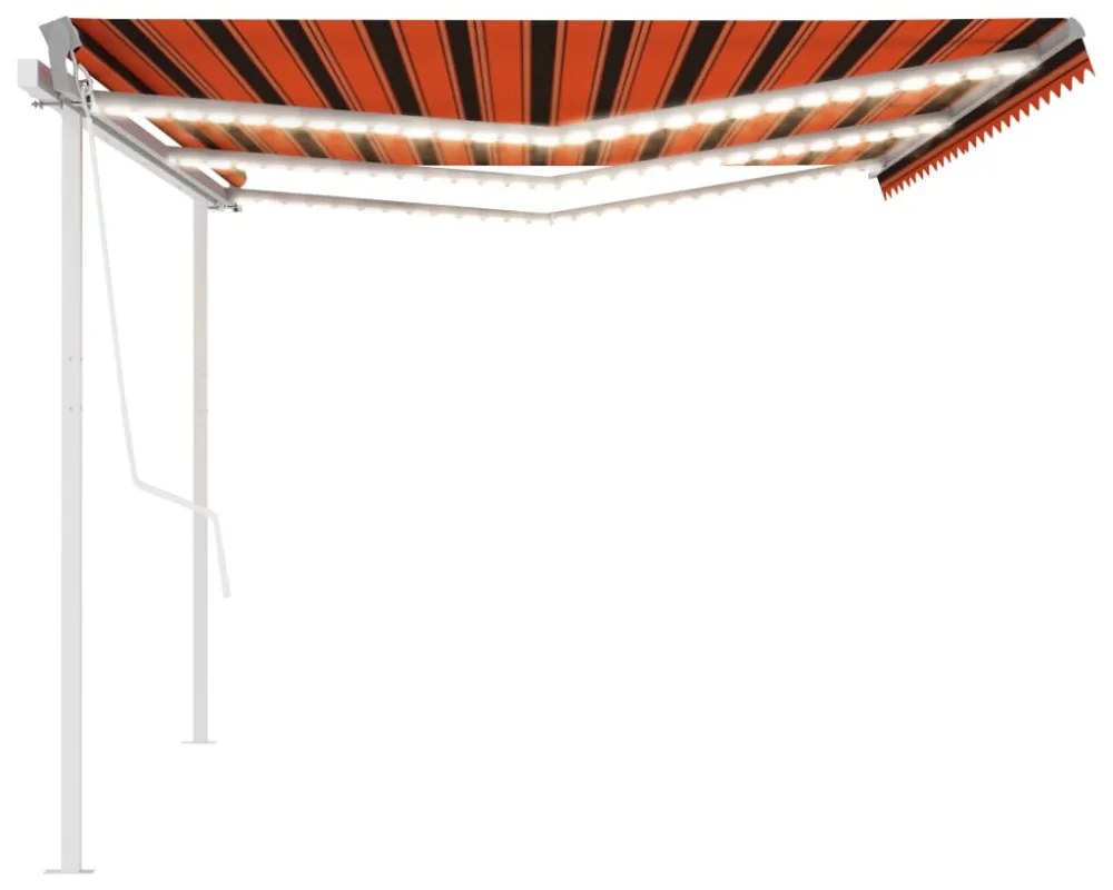 narancssárga-barna szélérzékelős és LED-es napellenző 6 x 3,5 m