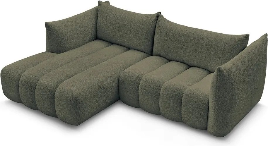 Zöld buklé sarokkanapé (bal oldali-heverő résszel) Azra – Bobochic Paris