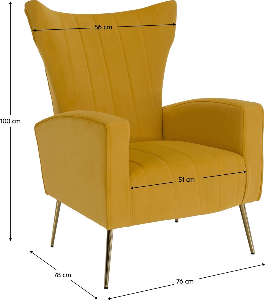Relaxfotel, sárga Velvet szövet, BARET