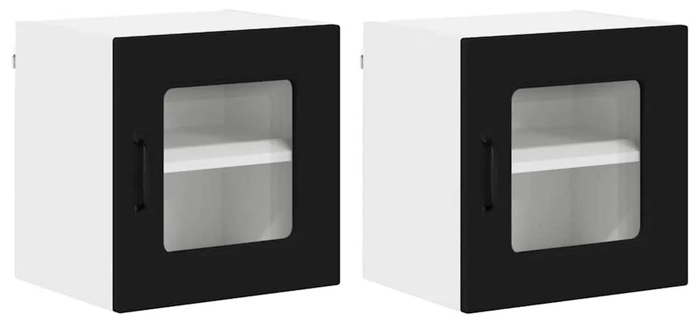 Fali konyhaszekrény 2 pcs Fekete 40 x 31 x 40 cm Faanyag