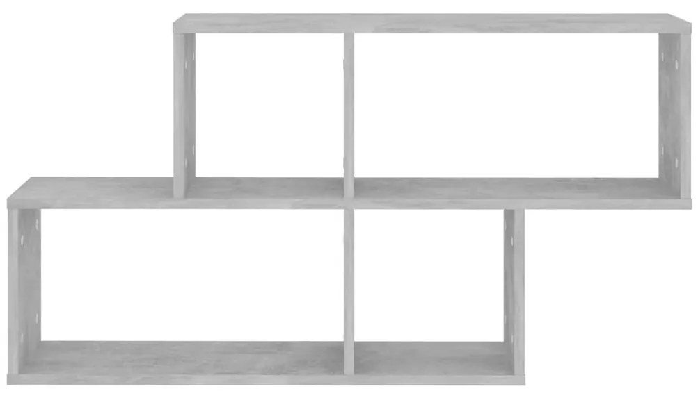 betonszürke szerelt fa fali polc 100 x 18 x 53 cm