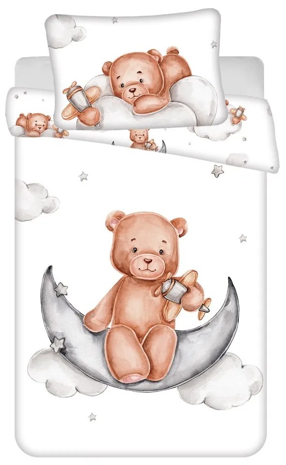 Pamut gyerek ágyneműhuzat babaágyhoz 100x135 cm Medvídek "Plane" – Jerry Fabrics