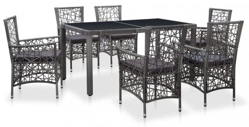 7 részes szürke kültéri polyrattan étkezőgarnitúra
