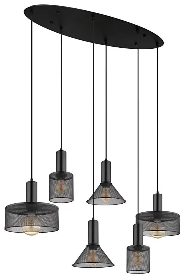 Globo 15648-6H - JEDD kábellel függesztett csillár 6xE27/60W/230V fekete