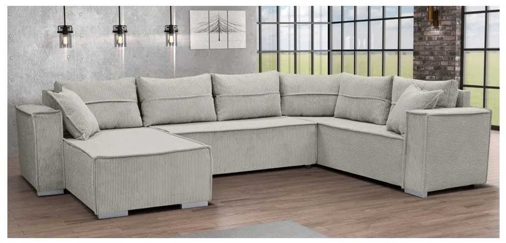 Univerzális, U-alakú, kihúzható sarokgarnitúra LONDON, bézs