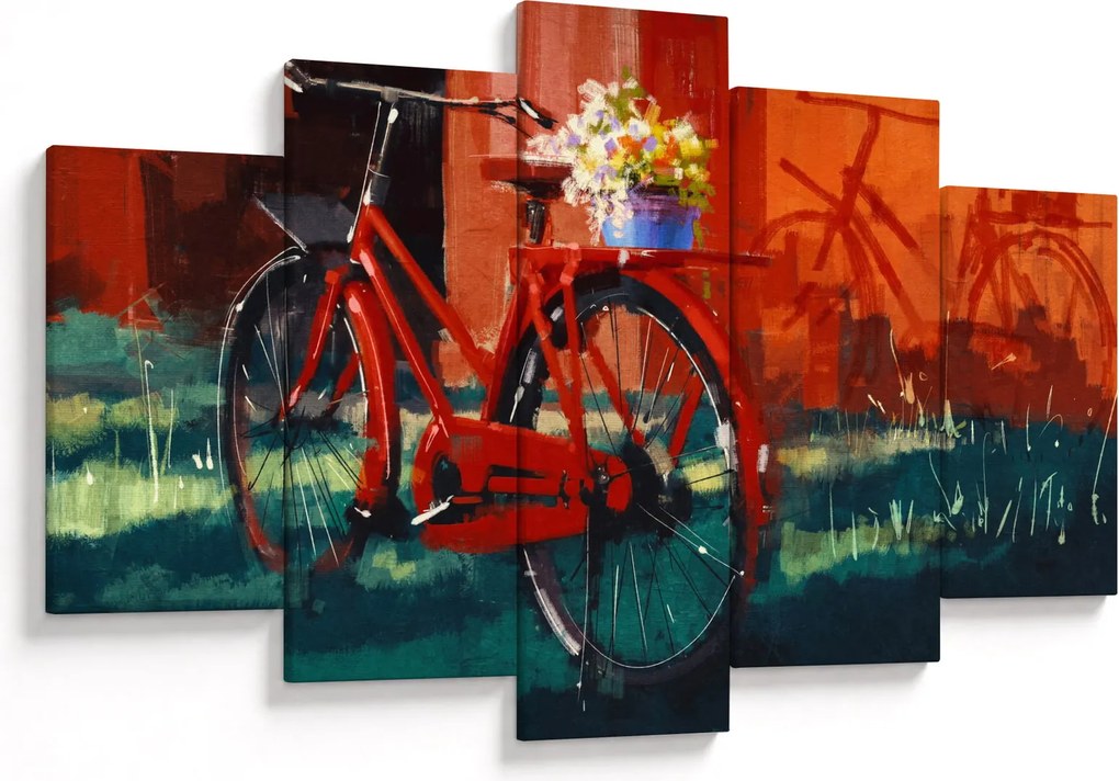 Piros kerék képe, akril festés (150x105 cm)
