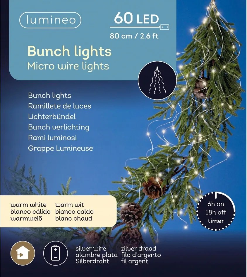 Zsinóros lámpa kicsi micro 60 Led meleg fehér fénysugár