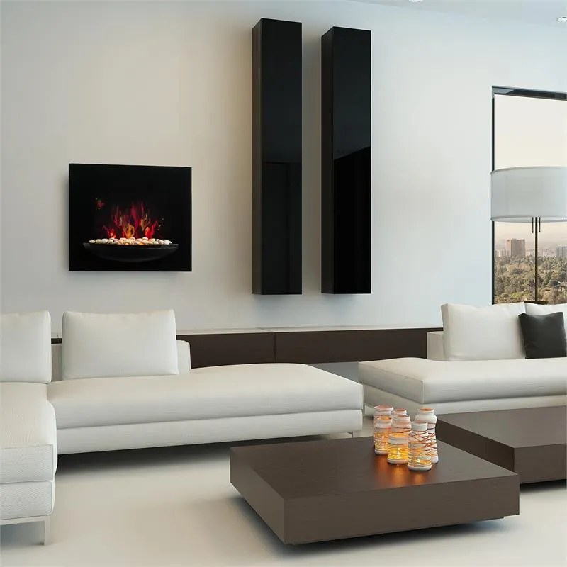 Klarstein Feuerschale, elektromos kandalló, 1800 W, fali, láng illúzió, díszkövek, fekete