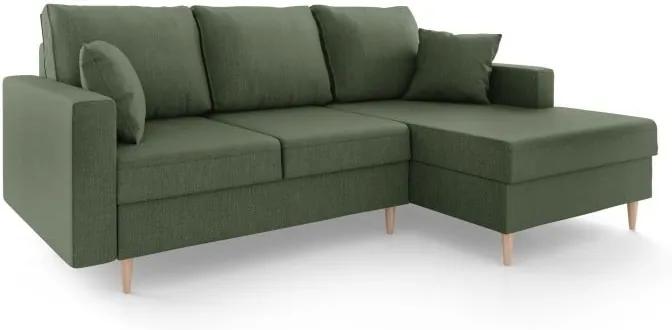 Aubrieta zöld kinyitható kanapé tárolóhellyel, jobb oldali kivitel - Mazzini Sofas
