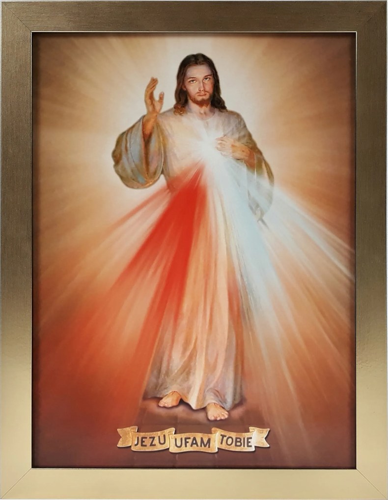 Vászonkép 45x35 Jézus Bízom Benned Arany Keret