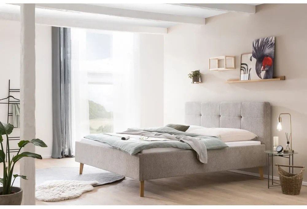 Szürkésbarna kárpitozott franciaágy 180x200 cm Smart – Meise Möbel