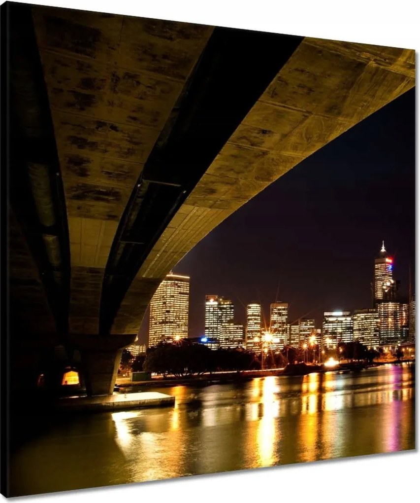 Vászonkép 60x60 Éjszakai kép híddal