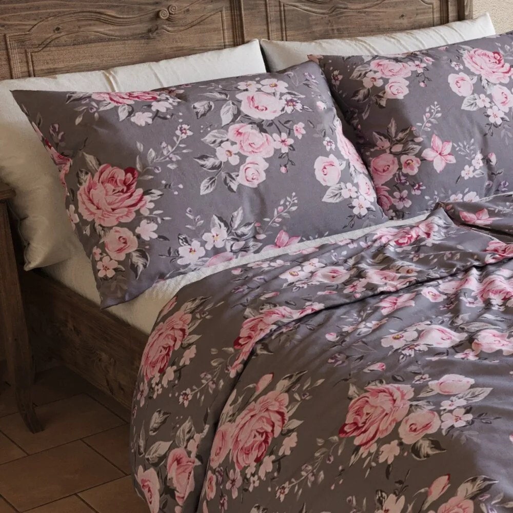 Kvalitex Provence Beatrice Pamut ágyneműhuzat, szürke,140 x 220 cm, 70 x 90 cm, 140 x 220 cm, 70 x 90 cm