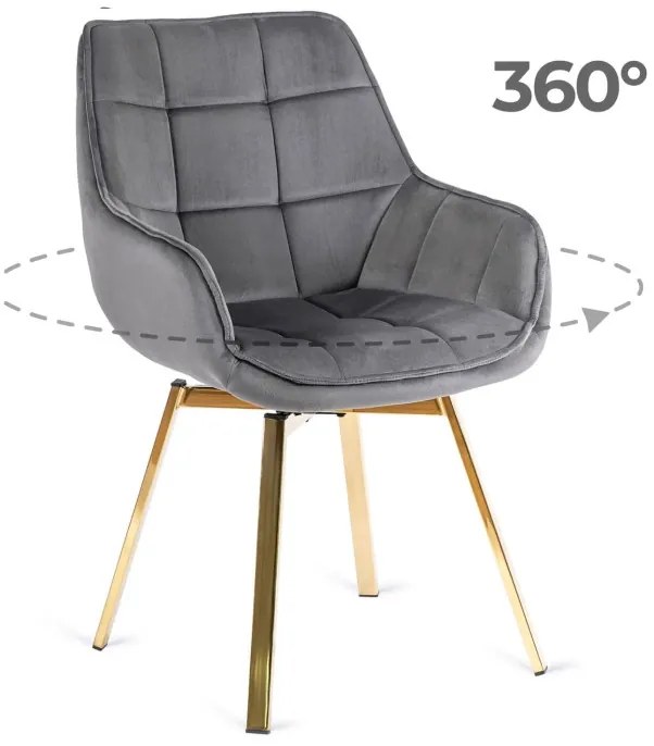 Krzesło Obrotowe MIA Szare Welurowe